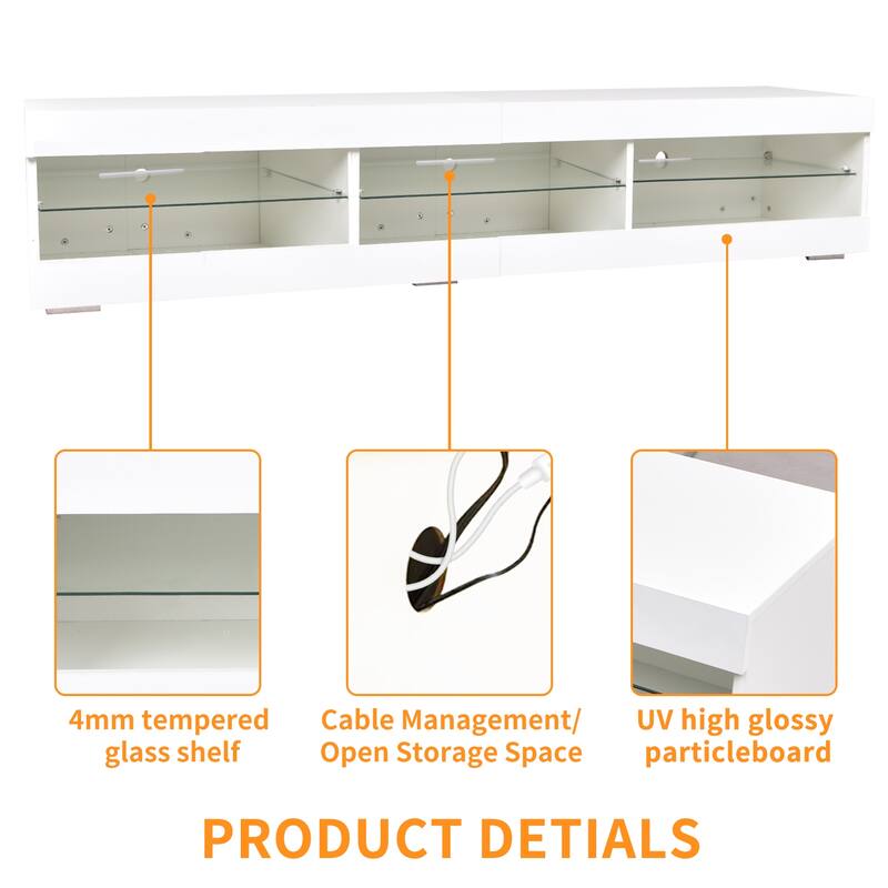 Versatile LED TV Stand, Cable Management, Adjustable LED System, Up to